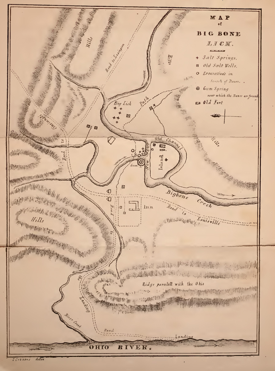 Early map of a small community connected by roads