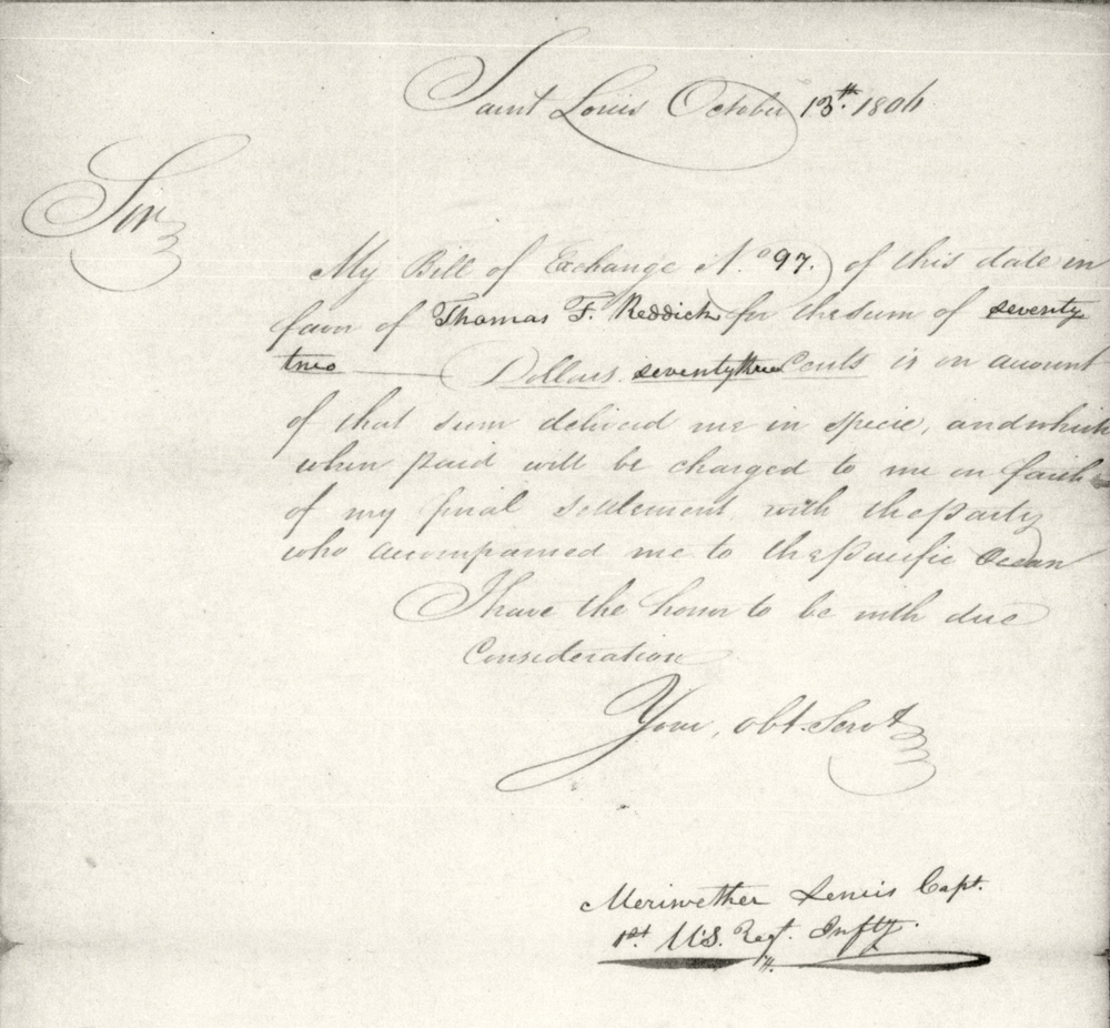 Bill of Exchange form for Thomas F. Riddick