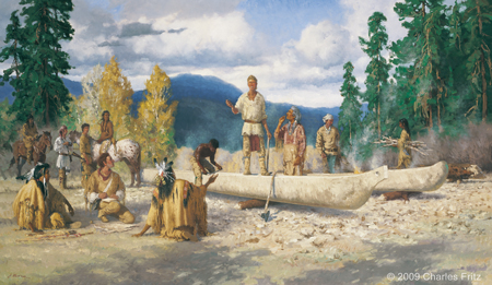 Hollowing out logs using the Nez Perce method