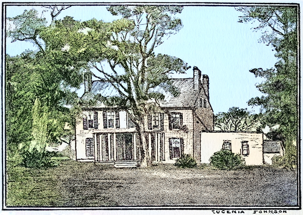 Colorized sketch of Locust Hill in Louisville, Kentucky