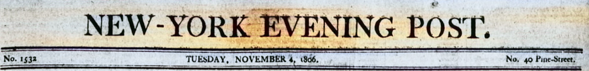 Saturday New-York Evening Post newspaper masthead