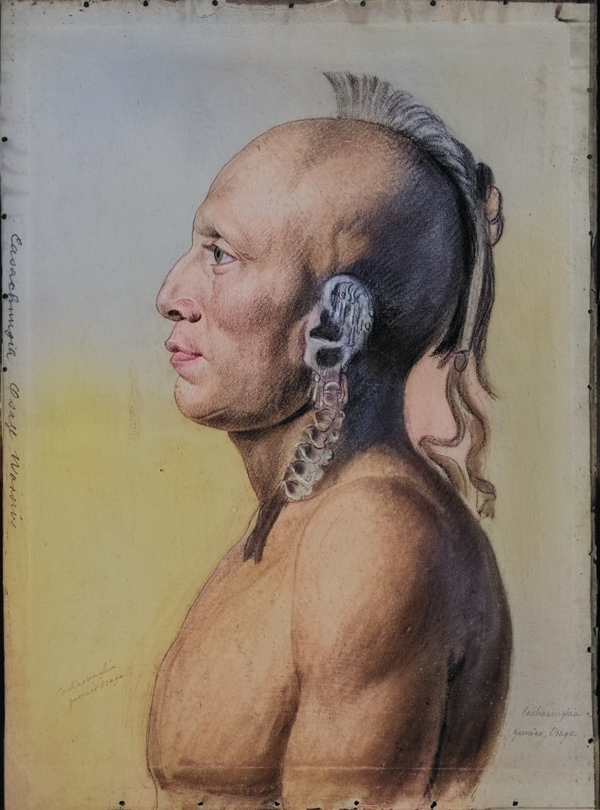 St. Mémin portrait of Cachasunghia—an Osage warrior visiting Washington City in 1807