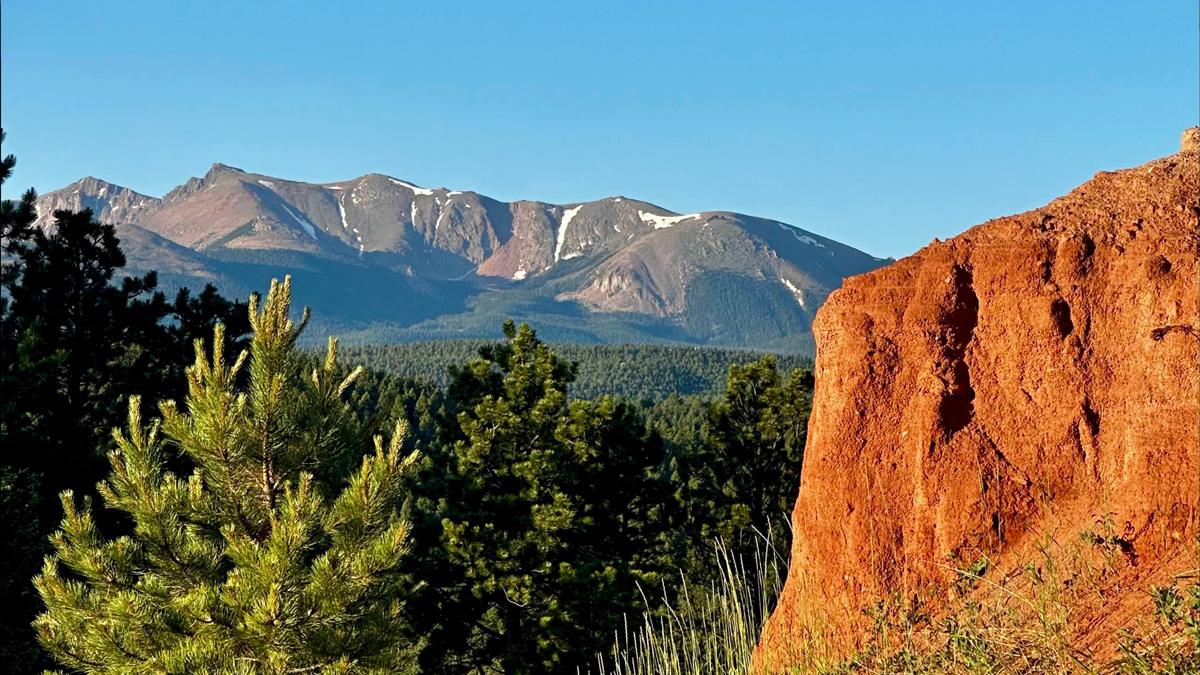 Tall foothills and mountains on the Rocky Mountain Front near Pikes Peak