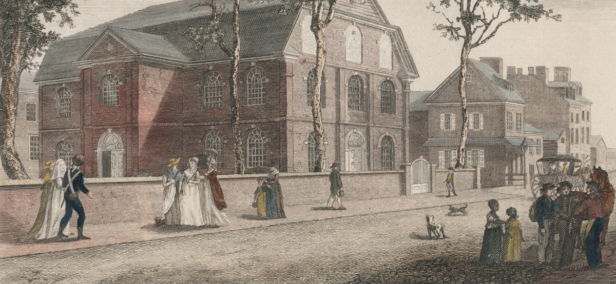 Early painting of a Philadelphia street