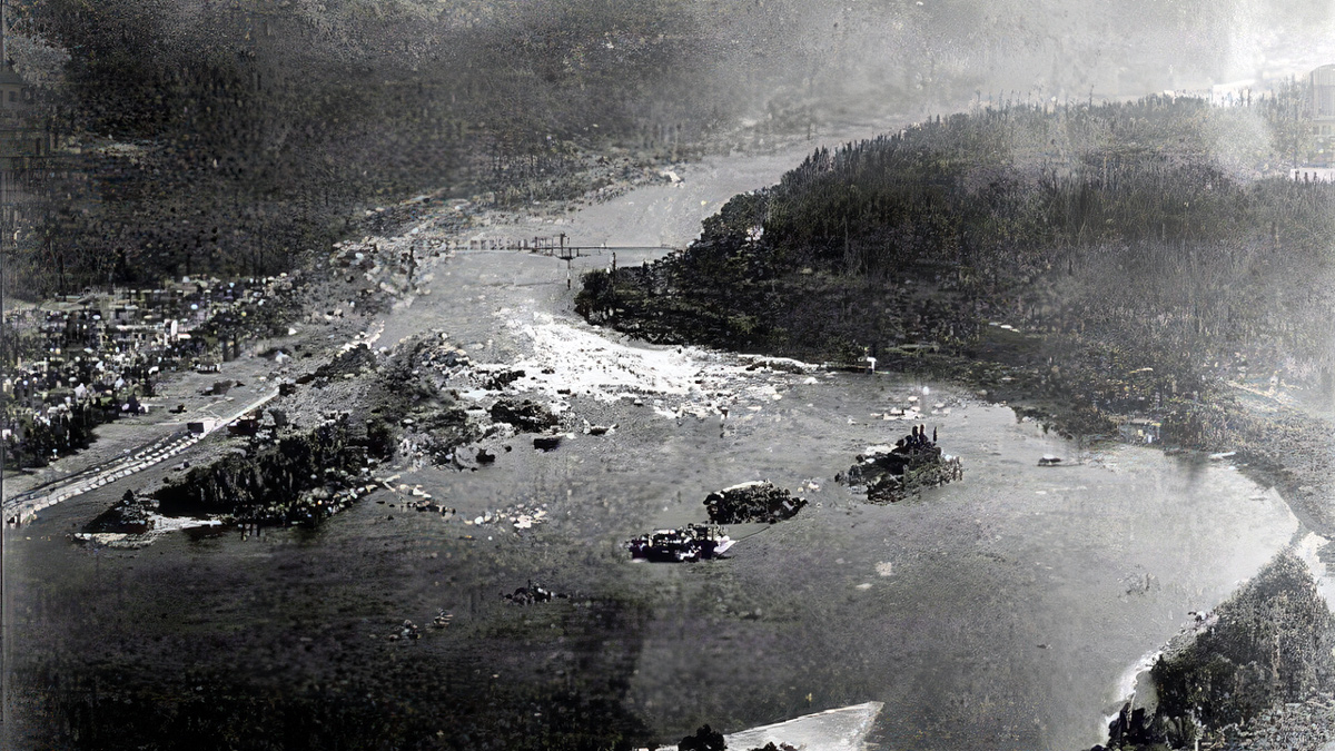Interactive image showing the rapids at the Cascades of the Columbia