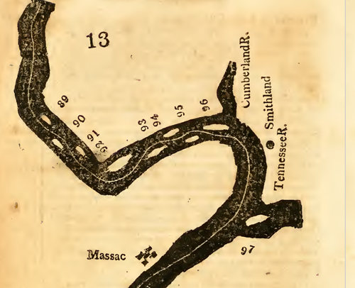 A big bend in the river with several islands