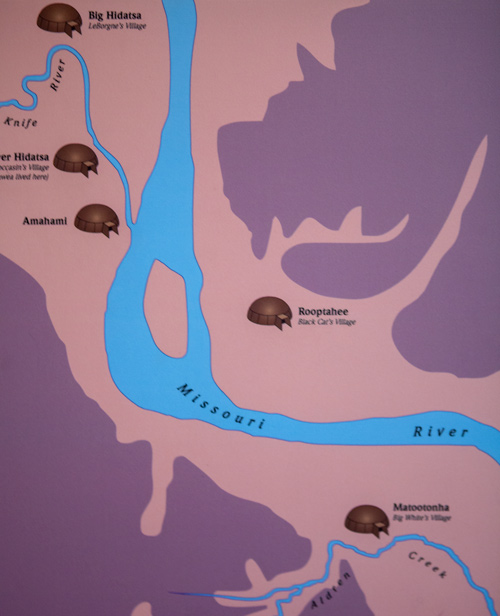 Map showing the five villages at Knife River
