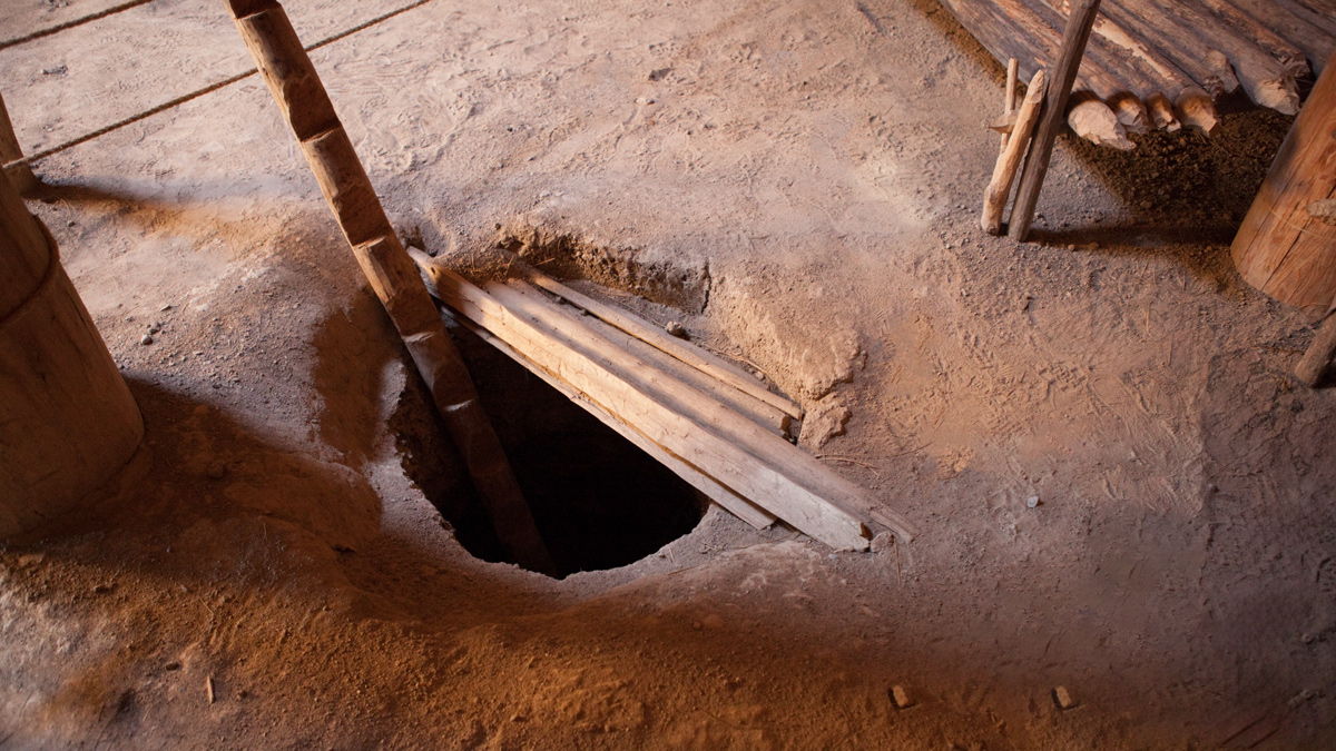 A black hole in a dirt floor