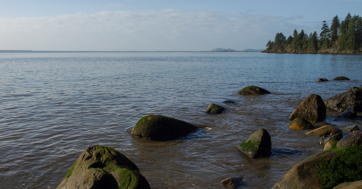 blue sky and water with an infinite horizon