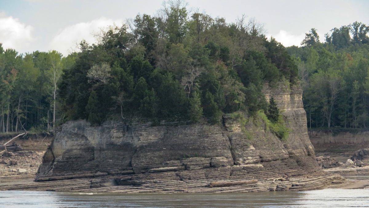 View of the Grand Tower, a white rock in the river