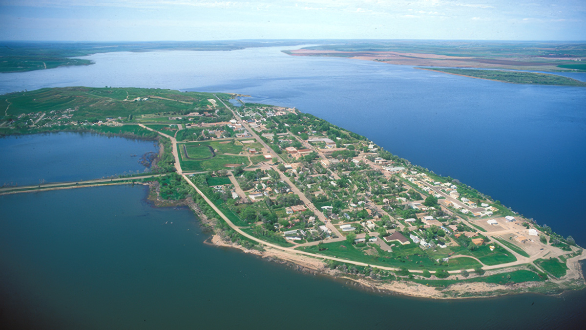 Aerial view of Fort Yates