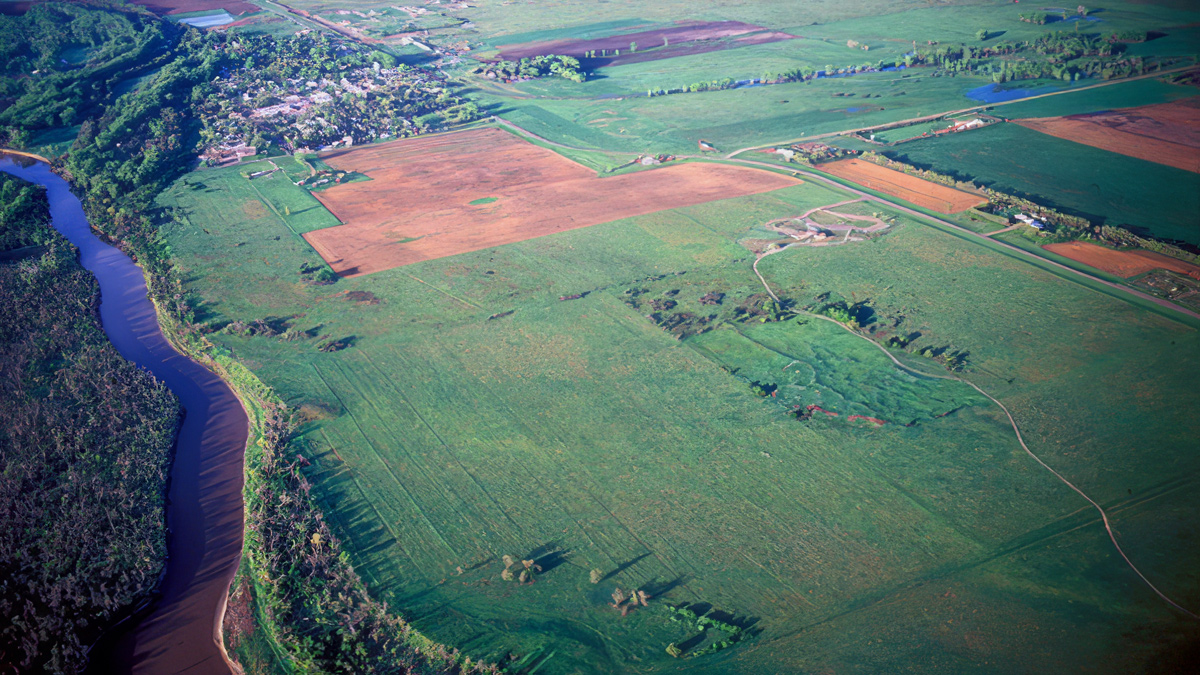 Aerial view of the Knife River Village site